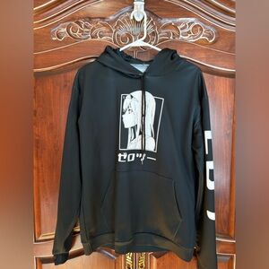 Black Graphic Hoodie with Anime Design